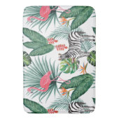 Moderne Flamingo zebra tropisches Blattwasserfarbe Badematte (Vorderseite Vertikal)