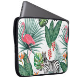 Moderne Flamingo zebra tropisches Blattwasserfarbe Laptopschutzhülle (Vorne Rechts)