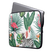 Moderne Flamingo zebra tropisches Blattwasserfarbe Laptopschutzhülle (Vorderseite Links)