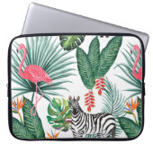 Moderne Flamingo zebra tropisches Blattwasserfarbe Laptopschutzhülle (Vorderseite)