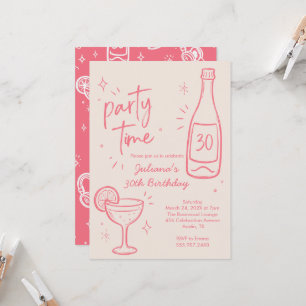 Moderne Flaschen- und Cocktail-Einladung zum 30. G Einladung