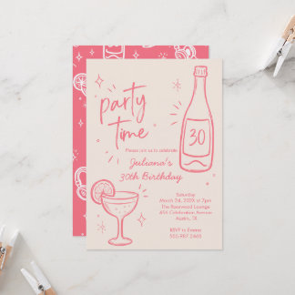 Moderne Flaschen- und Cocktail-Einladung zum 30. G Einladung