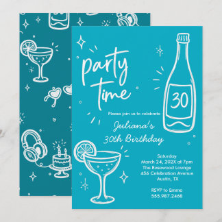 Moderne Flaschen- und Cocktail-Einladung zum 30. G Einladung