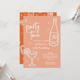 Moderne Flaschen- und Cocktail-Einladung zum 30. G Einladung