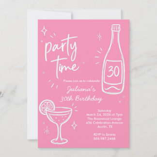 Moderne Flaschen- und Cocktail-Einladung zum 30. G Einladung
