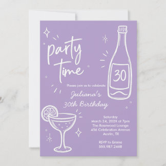 Moderne Flaschen- und Cocktail-Einladung zum 30. G Einladung
