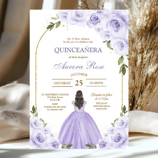 Moderne Flieder-Blumen-Quinceanera-Einladung Einladung