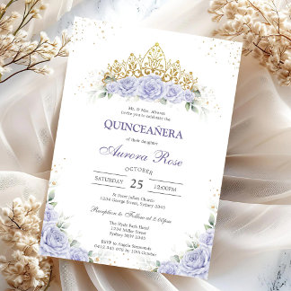 Moderne Flieder-Blumen-Quinceanera-Einladung Einladung
