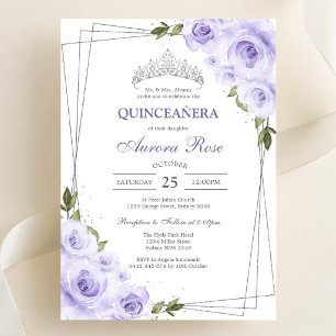 Moderne Flieder-Blumen-Quinceanera-Einladung Einladung