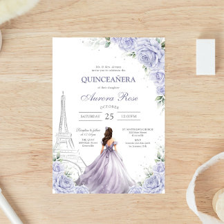 Moderne Flieder Floral Quinceanera Einladung