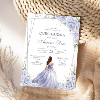 Moderne Flieder Floral Quinceanera Einladung