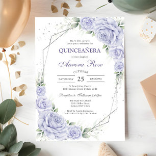 Moderne Flieder Floral Quinceanera Einladung