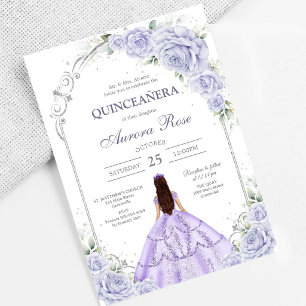 Moderne Flieder Floral Quinceanera-Einladung Einladung