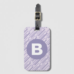 Moderne Flieder Purpur Diagonale Streifen Monogram Gepäckanhänger