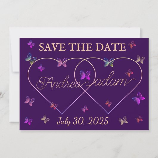 moderne fliegende Schmetterlinge Herz Save The Date (Vorderseite)