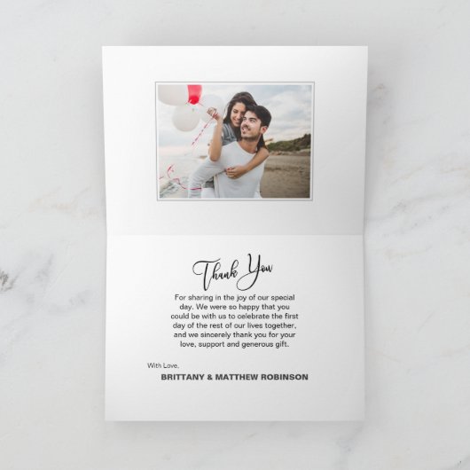 Moderne Flitterwochen 2 Foto Hochzeit Dankeschön K Karte (Innenseite)