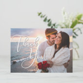 Moderne Flitterwochen Hochzeit 2 Foto Vielen Dank Karte (Stehend Vorderseite)