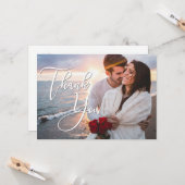 Moderne Flitterwochen Hochzeit 2 Foto Vielen Dank Karte (Vorderseite/Rückseite Beispiel)