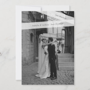 Moderne Flitterwochen Hochzeitsfoto Papierband Ankündigung