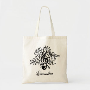 Moderne Flora Treble Clef Musik Liebhaber Tragetasche