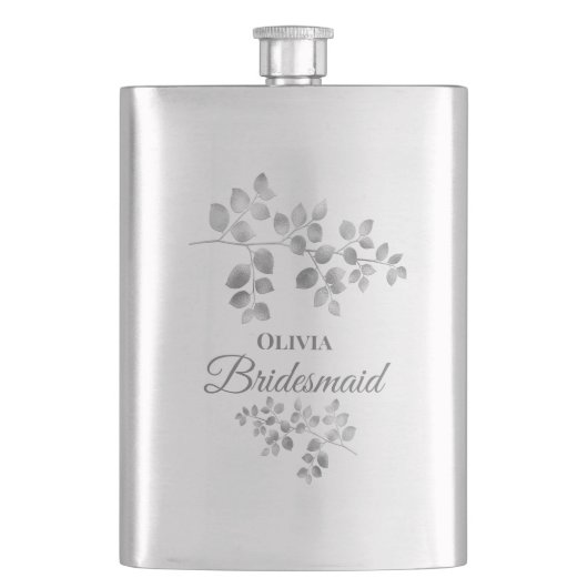 Moderne Floral Bridesmaid Flasche Flachmann (Vorderseite)
