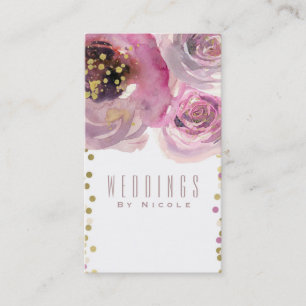 Moderne floral-chicke Optik in Rosa und Gold Visitenkarte