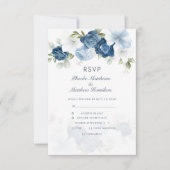 Moderne floral dusty Blue Botanical RSVP Karte (Vorderseite)