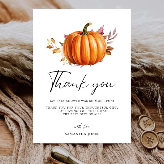 Moderne Floral Fall Babydusche Dankeskarte