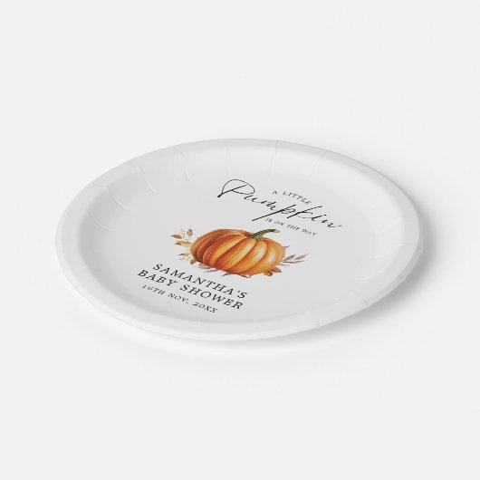 Moderne Floral Fall Babydusche Pappteller (Schrägansicht)