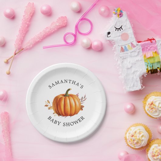 Moderne Floral Fall Babydusche Pappteller (Party)