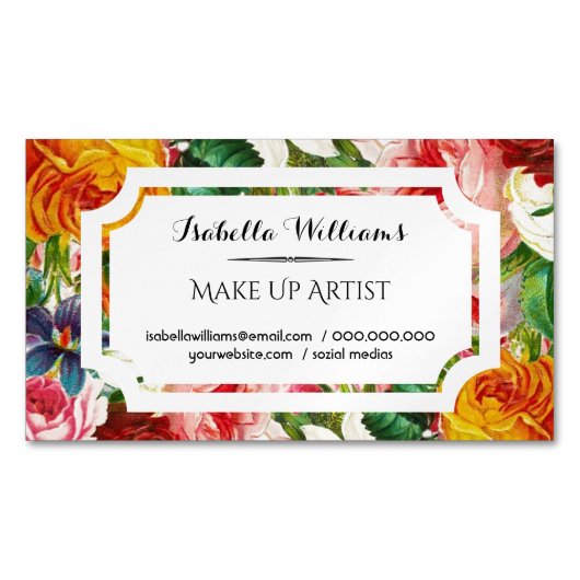 Moderne floral Makeup Artist Magnetische Visitenkarte (Vorderseite)