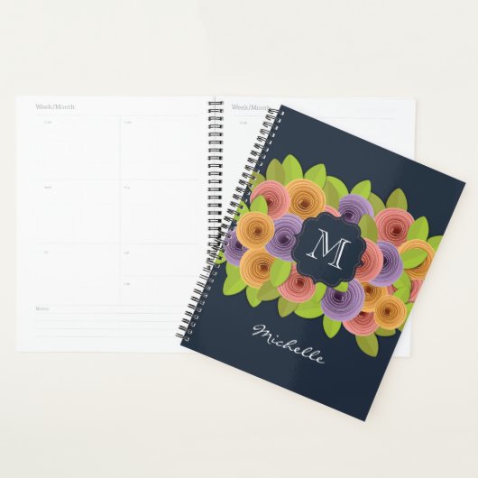 Moderne floral Monogram mit Script Name Planner Planer (Anzeige)