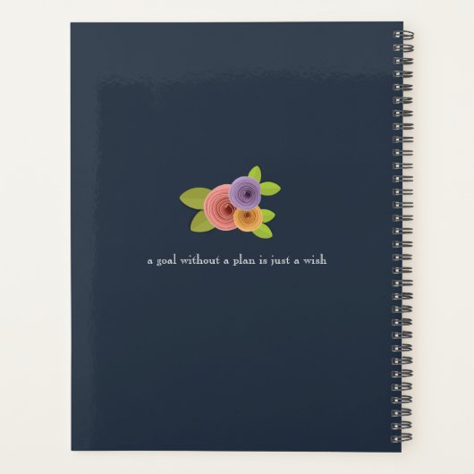 Moderne floral Monogram mit Script Name Planner Planer (Rückseite)