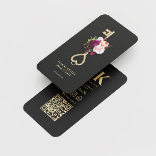 Moderne floral monogram Real Anwesen Agent Realtor Visitenkarte