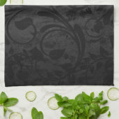 Moderne Floral Noir Black Velvet Geschirrtuch (Gefaltet)