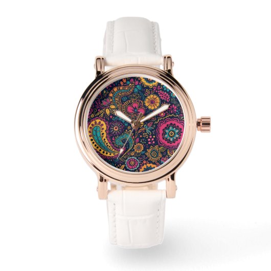 Moderne Floral Paisley eWatch Uhren (Vorderseite)
