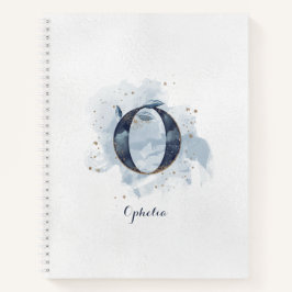 Moderne floral Personal Monogram Letter O Blue Gol Notizblock