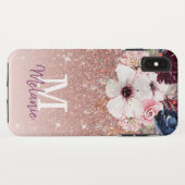 Moderne floral Rose Gold Glitzer iPhone XS Max Fal Case-Mate iPhone Hülle (Rückseite (Horizontal))