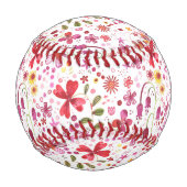 Moderne Floral Watercolor Baseball (Rückseite)