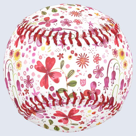 Moderne Floral Watercolor Baseball