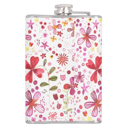 Moderne Floral Watercolor Flachmann (Rückseite)