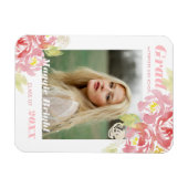 Moderne Floral Watercolor Grad Bekanntgabe Blush Magnet (Horizontal)