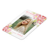 Moderne Floral Watercolor Grad Bekanntgabe Blush Magnet (Linke Seite)