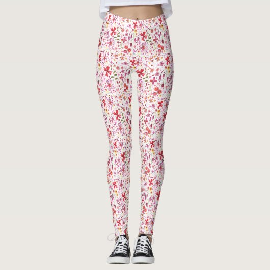 Moderne Floral Watercolor Leggings (Vorderseite)