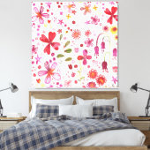 Moderne Floral Watercolor Leinwanddruck (Insitu (Schlafzimmer))