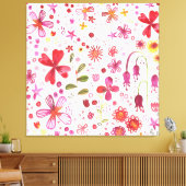 Moderne Floral Watercolor Leinwanddruck (Insitu (Wohnzimmer))