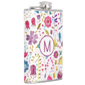 Moderne Floral Watercolor Monogram Flachmann (Rechts)