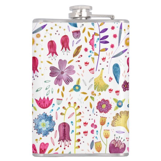 Moderne Floral Watercolor Monogram Flachmann (Rückseite)