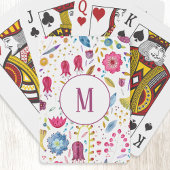 Moderne Floral Watercolor Monogram Spielkarten