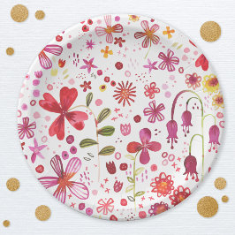 Moderne Floral Watercolor Pappteller